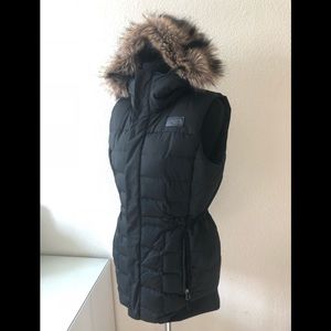 Black NORTHFACE fur trimmed hood Vest